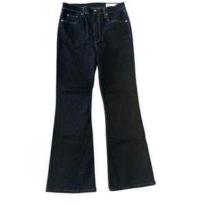 Rag & Bone High Rise Casey Zip Fly Flare Denim Jeans Rinse Dark Wash Size 31